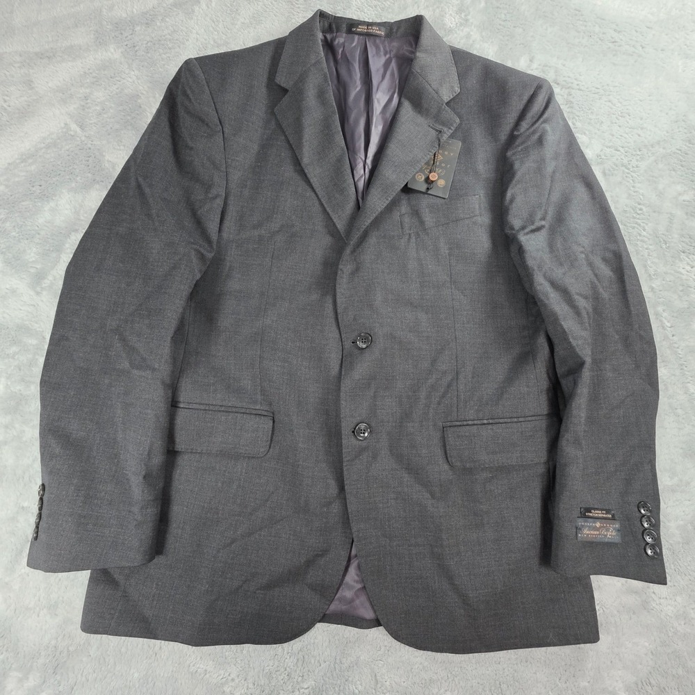 Joseph Abboud American Bespoke Wool Blazer Blend Mens 42R Gray Classic Fit